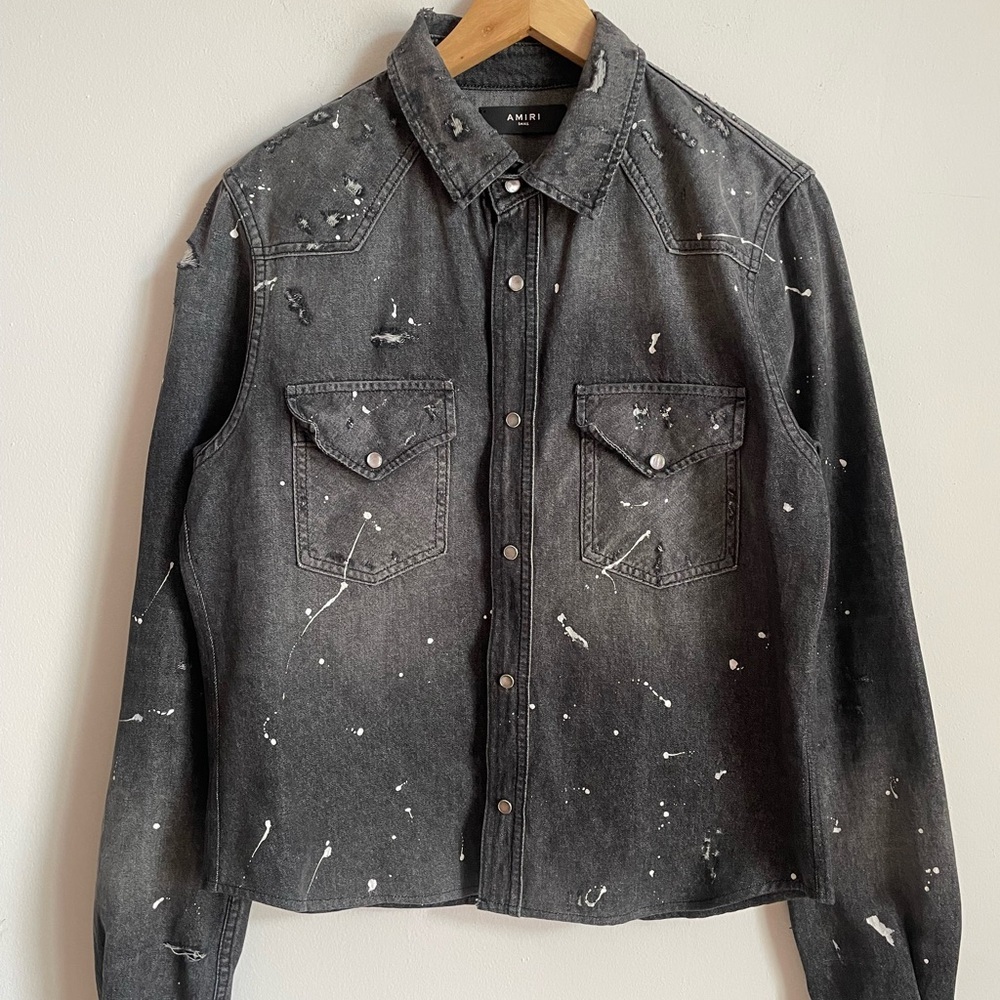AMIRI Western Denim Paint Shirt In Black S - Picture 5 of 13